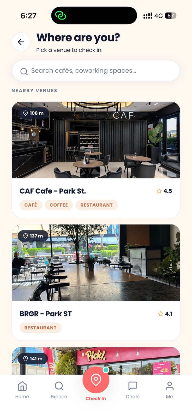 Collide Check-in venue screen
