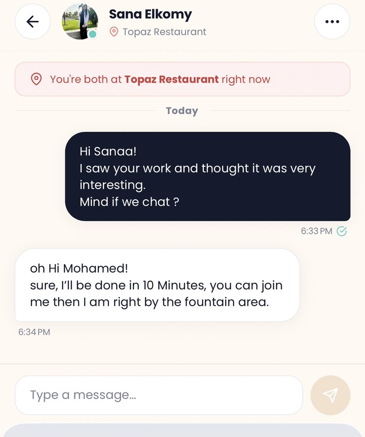 Collide chat between two people at the same venue